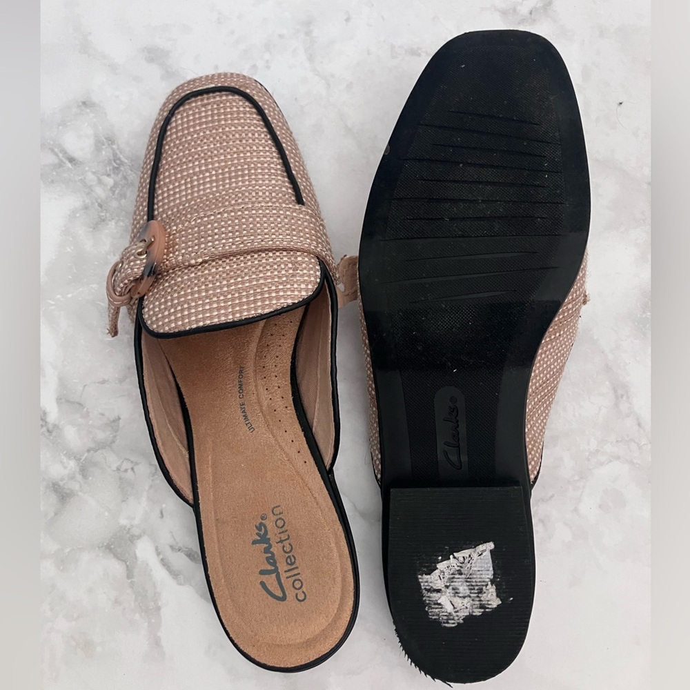 CLARKS Tan Woven Mules Size 11 - Picture 7 of 10
